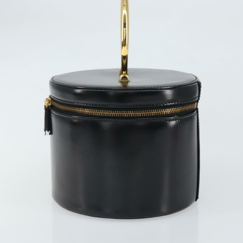 【日本直送】CELINE Vanity 手提包，黑色皮革，金色，正品，貨號 169907V-2