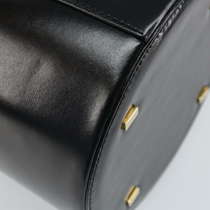 【日本直送】CELINE Vanity 手提包，黑色皮革，金色，正品，貨號 169907V-17