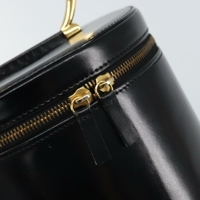 【日本直送】CELINE Vanity 手提包，黑色皮革，金色，正品，貨號 169907V-18