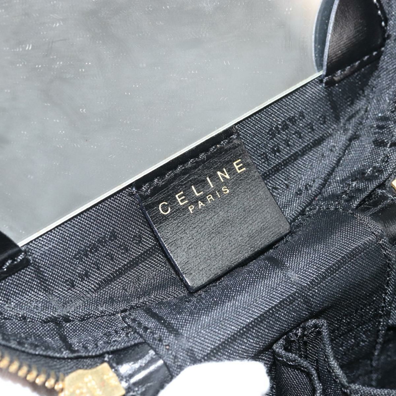 【日本直送】CELINE Vanity 手提包，黑色皮革，金色，正品，貨號 169907V-20