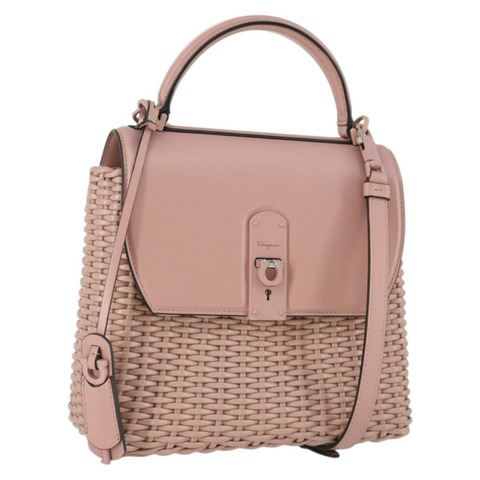 Salvatore Ferragamo Gancini 手提包 皮革 2way 粉紅色 Auth 159841V