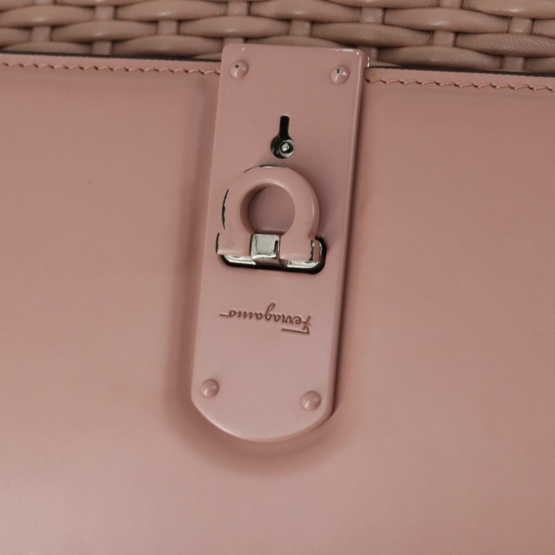 【日本直送】Salvatore Ferragamo Gancini 手提包 皮革 2way 粉紅色 Auth 159841V-19