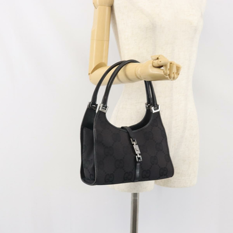 【日本直送】GUCCI Jackie GG帆布手提包 黑色 銀色 002 1068 3444 正品 170754V-23