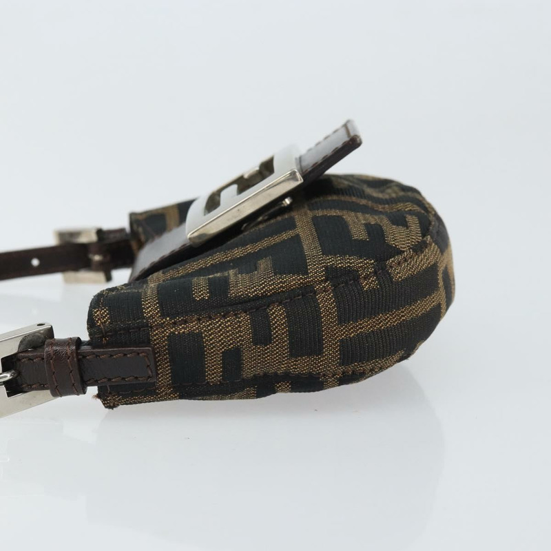 【日本直送】FENDI Zucca帆布迷你牛角麵包手提包，黑色、棕色、銀色，正品，貨號169740SAV-3