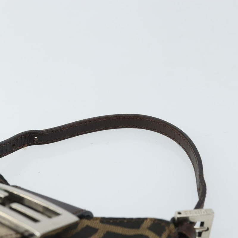 【日本直送】FENDI Zucca帆布迷你牛角麵包手提包，黑色、棕色、銀色，正品，貨號169740SAV-7