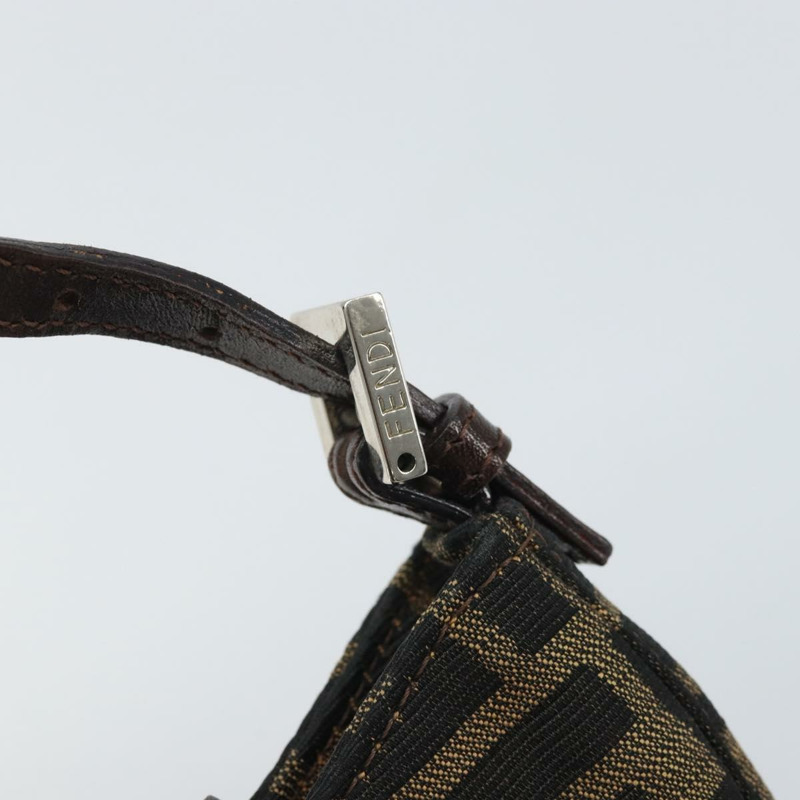 【日本直送】FENDI Zucca帆布迷你牛角麵包手提包，黑色、棕色、銀色，正品，貨號169740SAV-8