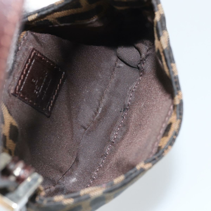 【日本直送】FENDI Zucca帆布迷你牛角麵包手提包，黑色、棕色、銀色，正品，貨號169740SAV-9