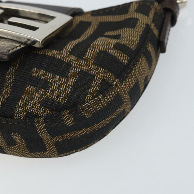 【日本直送】FENDI Zucca帆布迷你牛角麵包手提包，黑色、棕色、銀色，正品，貨號169740SAV-13