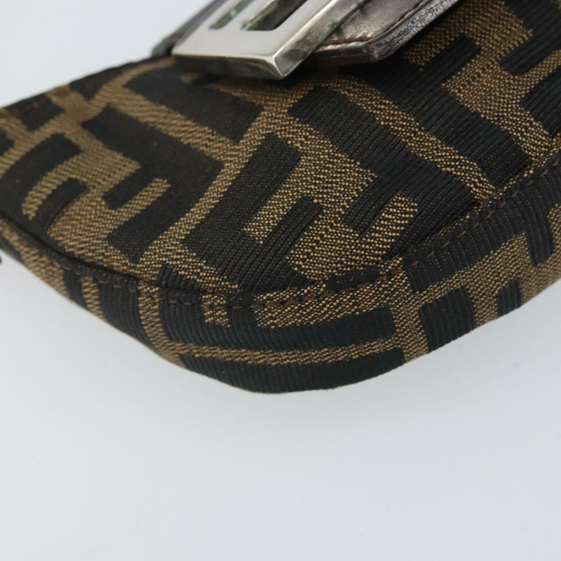 【日本直送】FENDI Zucca帆布迷你牛角麵包手提包，黑色、棕色、銀色，正品，貨號169740SAV-14