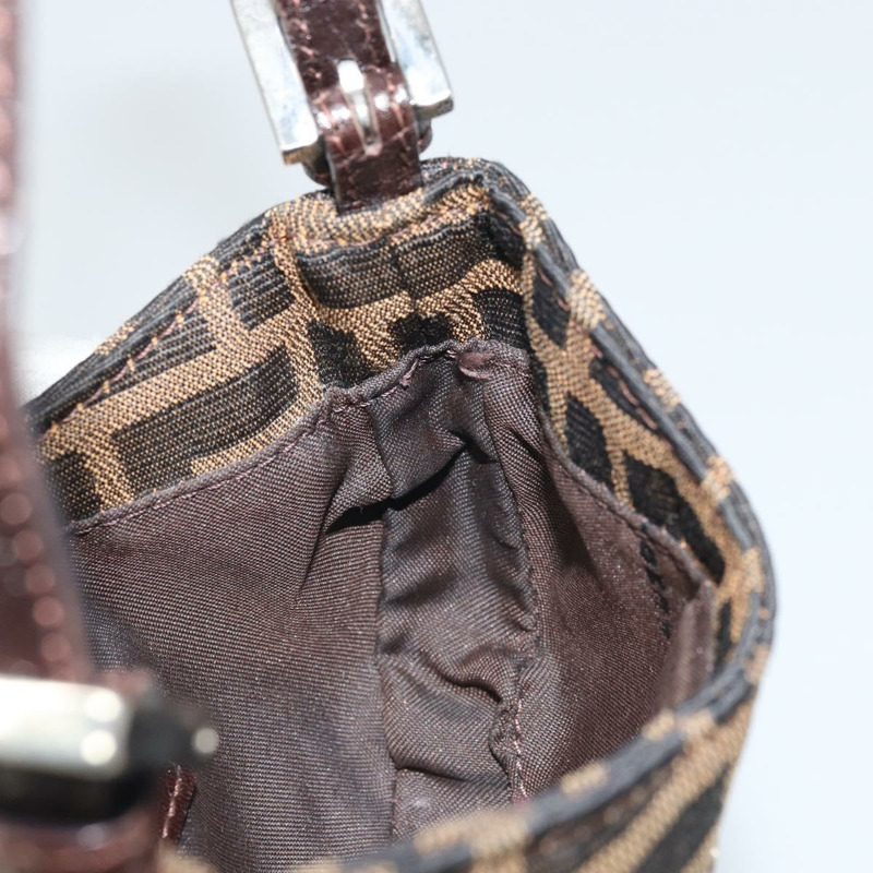 【日本直送】FENDI Zucca帆布迷你牛角麵包手提包，黑色、棕色、銀色，正品，貨號169740SAV-20