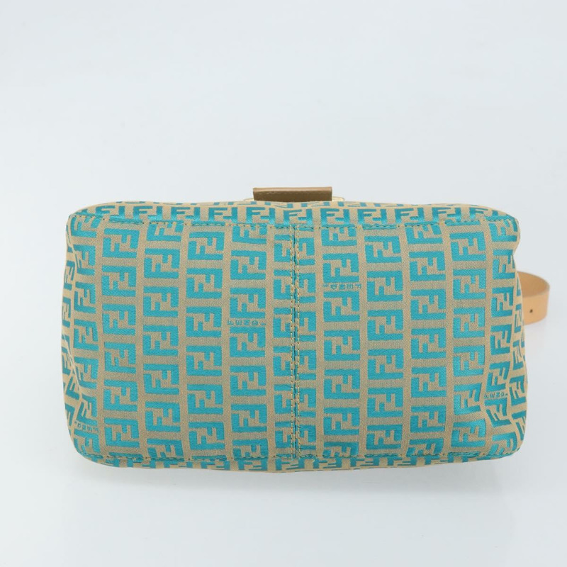 【日本直送】FENDI Zucchino帆布Mamma Baguette單肩包 藍色金色 正品 169717SAV-4