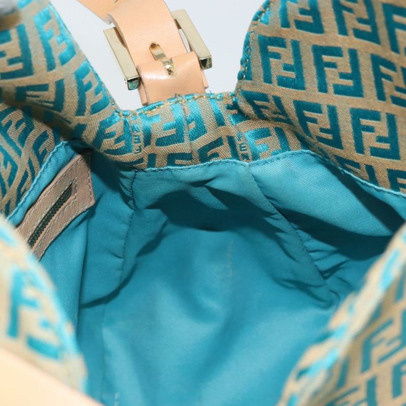 【日本直送】FENDI Zucchino帆布Mamma Baguette單肩包 藍色金色 正品 169717SAV-19