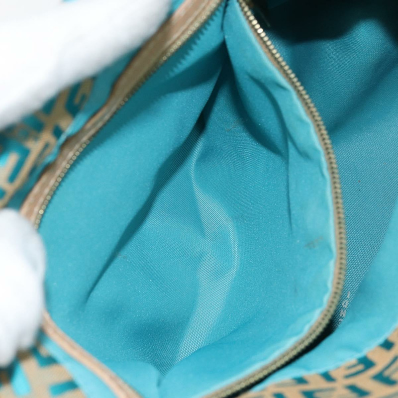 【日本直送】FENDI Zucchino帆布Mamma Baguette單肩包 藍色金色 正品 169717SAV-22