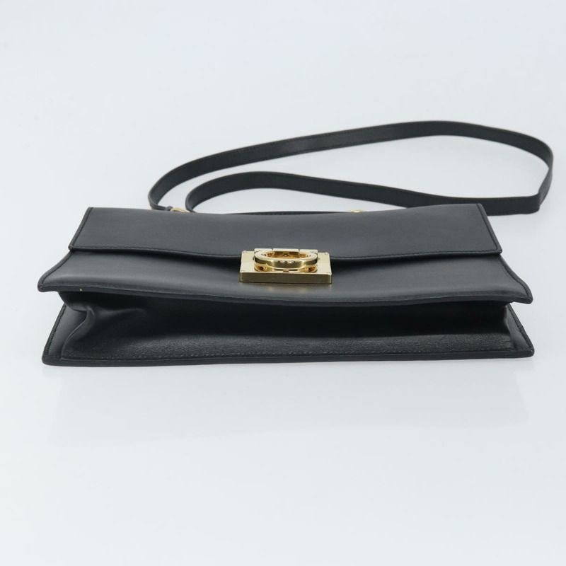 【日本直送】Salvatore Ferragamo Gancini 單肩包，皮革材質，金色/黑色，正品，貨號 169713V-4