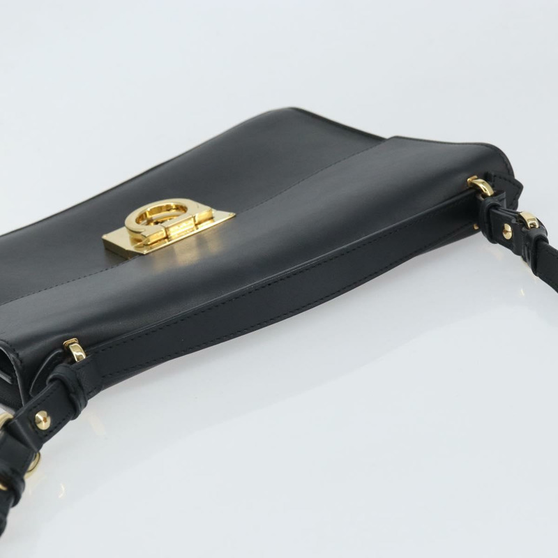 【日本直送】Salvatore Ferragamo Gancini 單肩包，皮革材質，金色/黑色，正品，貨號 169713V-6