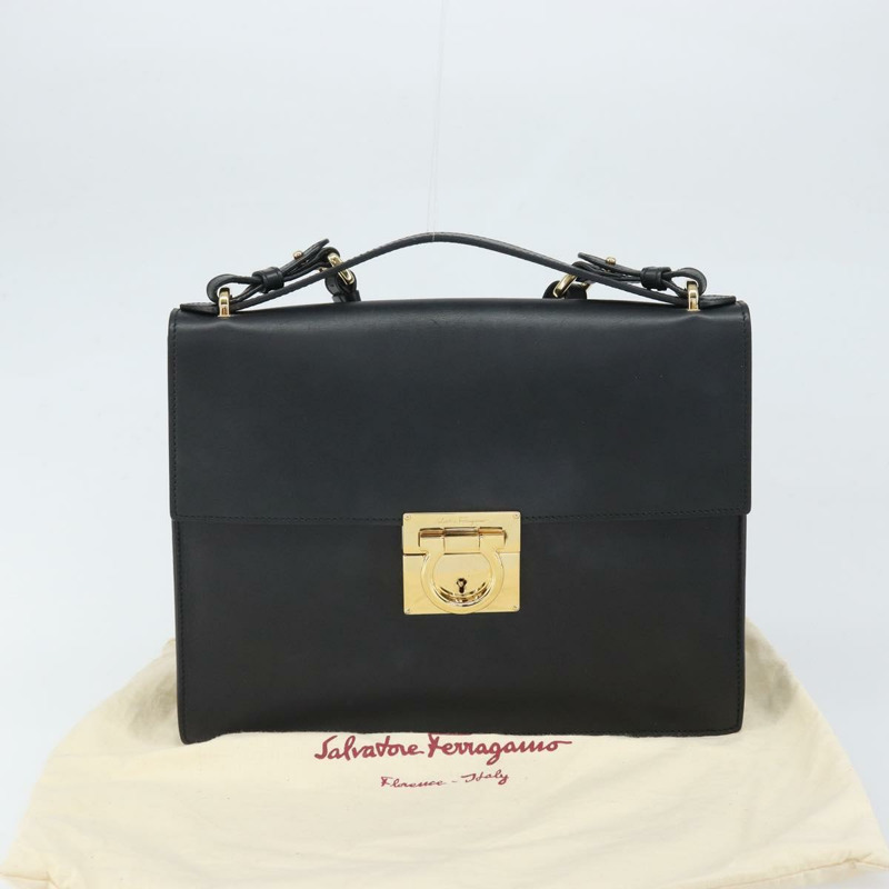 【日本直送】Salvatore Ferragamo Gancini 單肩包，皮革材質，金色/黑色，正品，貨號 169713V-11