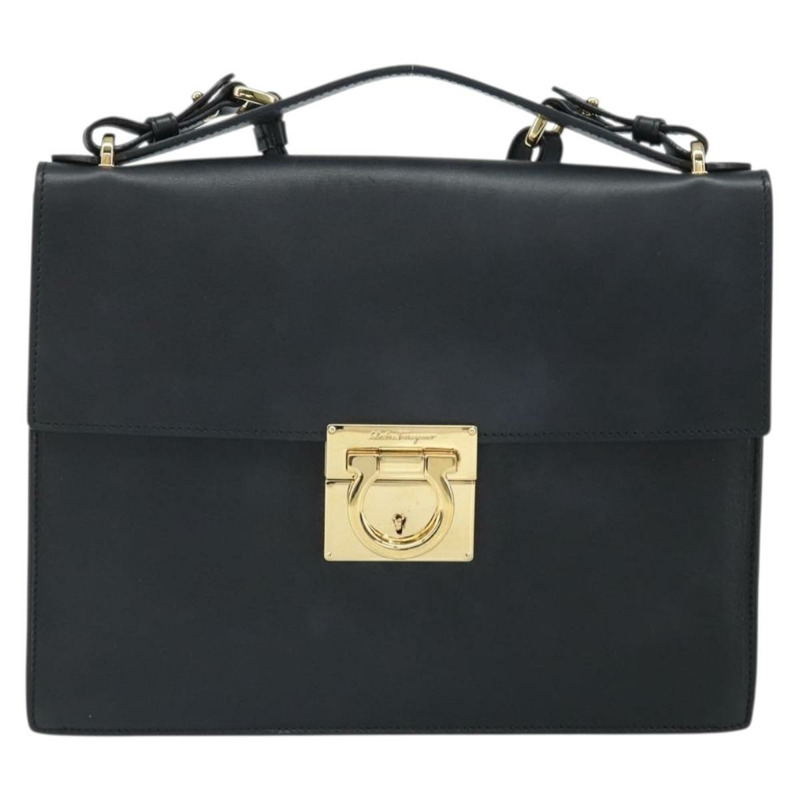 【日本直送】Salvatore Ferragamo Gancini 單肩包，皮革材質，金色/黑色，正品，貨號 169713V-12
