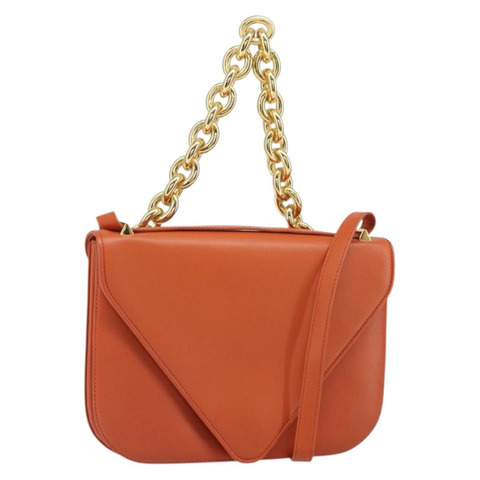 BOTTEGA VENETA 鏈條單肩包 皮革 兩用 棕色 金色 正品 169800V