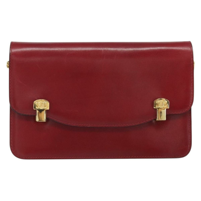 【日本直送】CELINE 鏈條肩背包 皮革 紅色 金色 正品 169898V-12