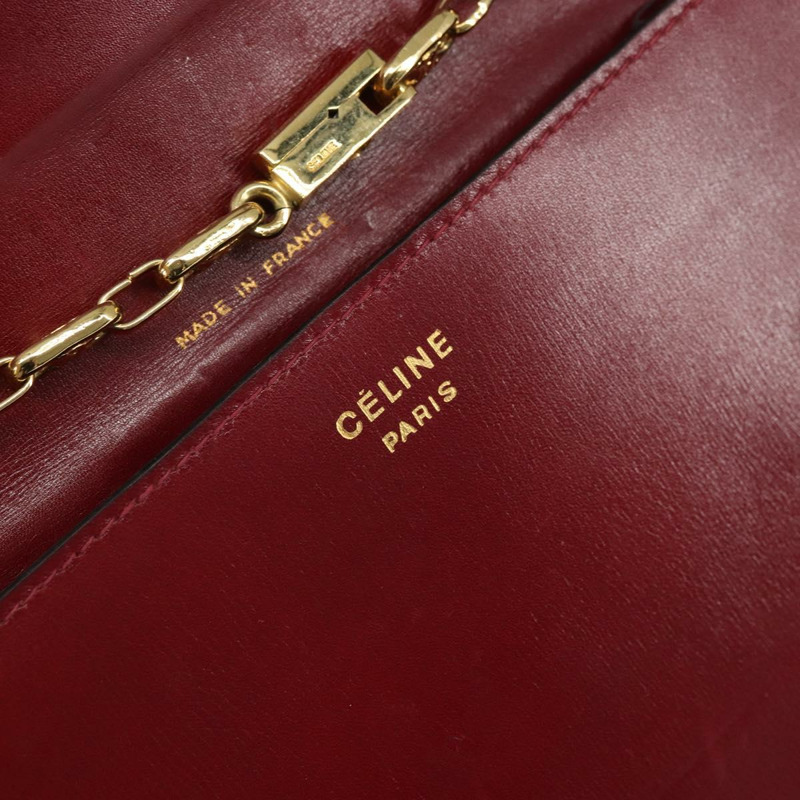 【日本直送】CELINE 鏈條肩背包 皮革 紅色 金色 正品 169898V-19