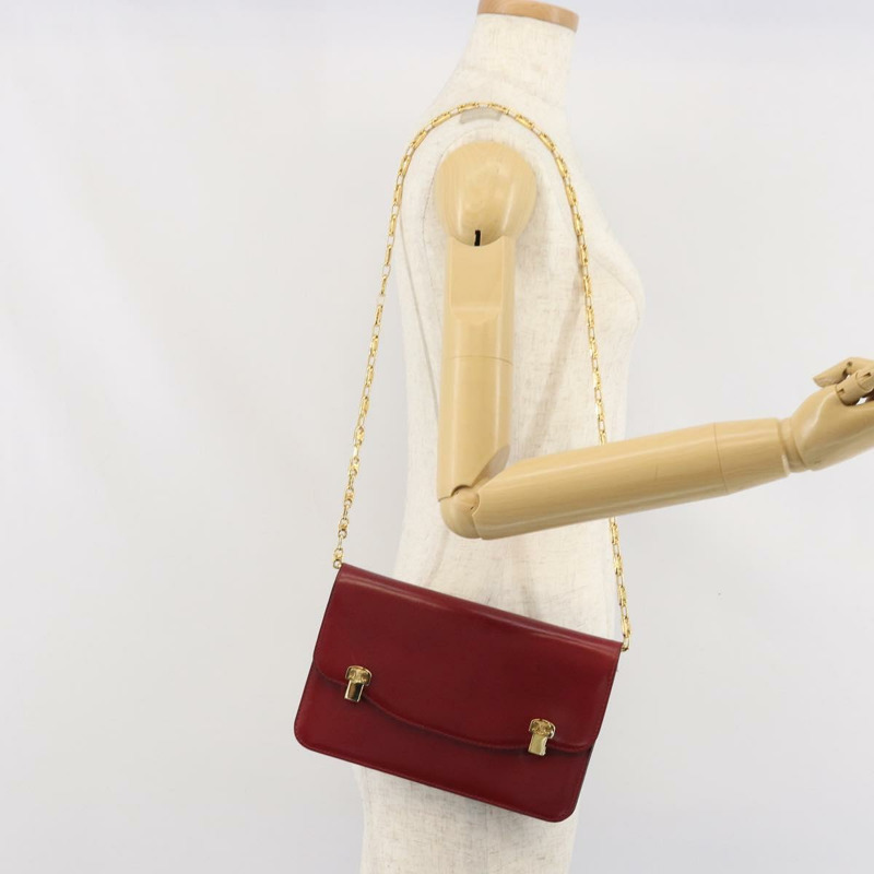 【日本直送】CELINE 鏈條肩背包 皮革 紅色 金色 正品 169898V-24