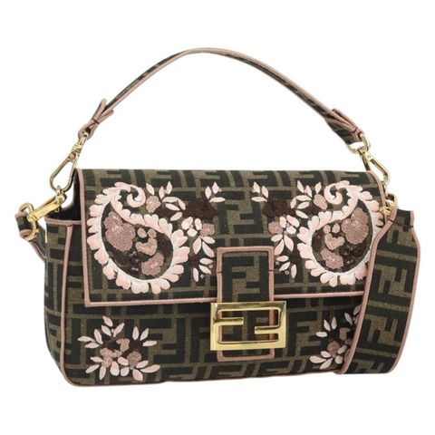 FENDI Zucca帆布單肩包，黑色、棕色、金色，正品編號169895SAM