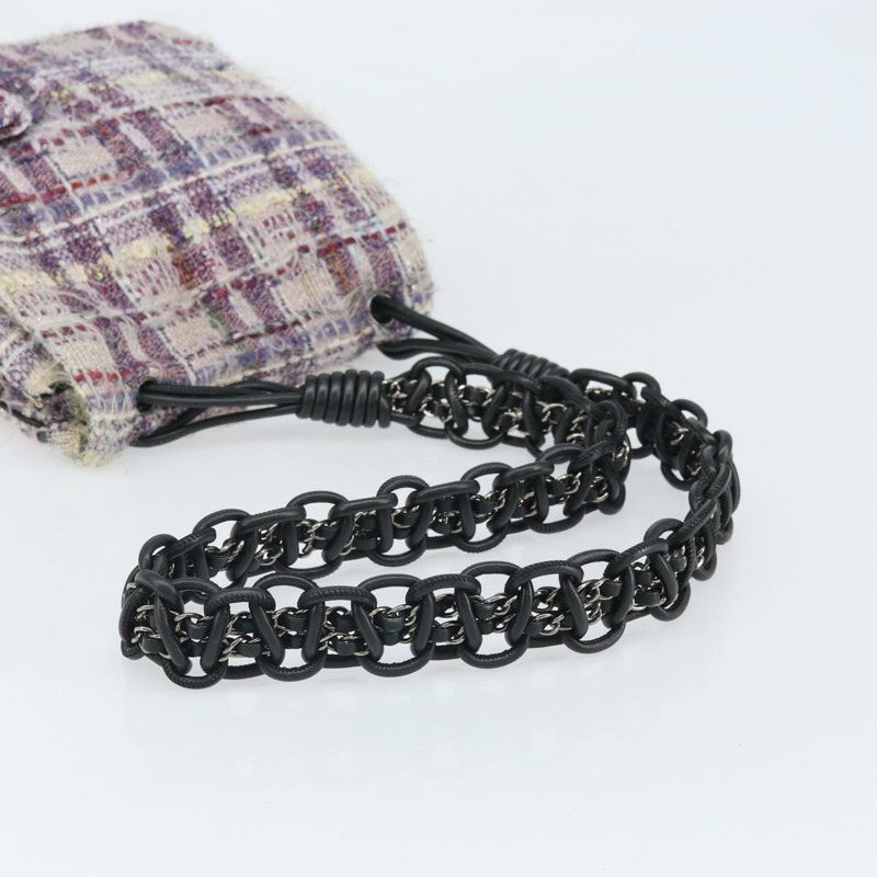 【日本直送】香奈兒山茶花鏈單肩背包，斜紋軟呢多色銀色雙C標誌，貨號169721SAV-6