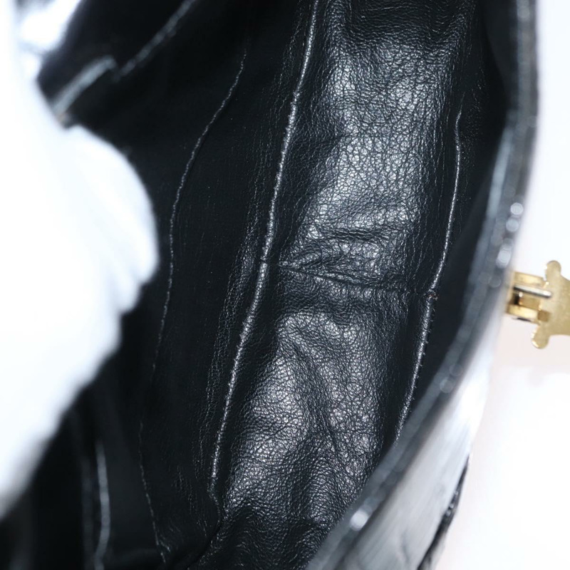 【日本直送】CELINE 鱷魚紋壓花黑色金色鏈條單肩包 Auth 169732V-10