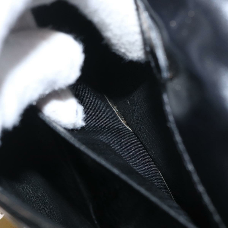 【日本直送】CELINE 鱷魚紋壓花黑色金色鏈條單肩包 Auth 169732V-11