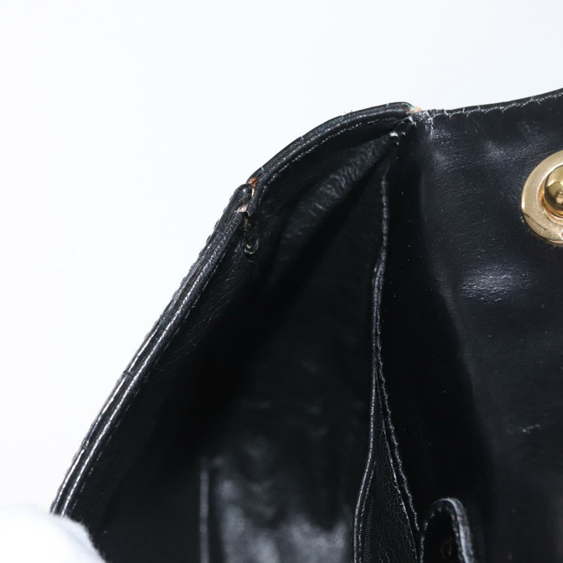 【日本直送】CELINE 鱷魚紋壓花黑色金色鏈條單肩包 Auth 169732V-19