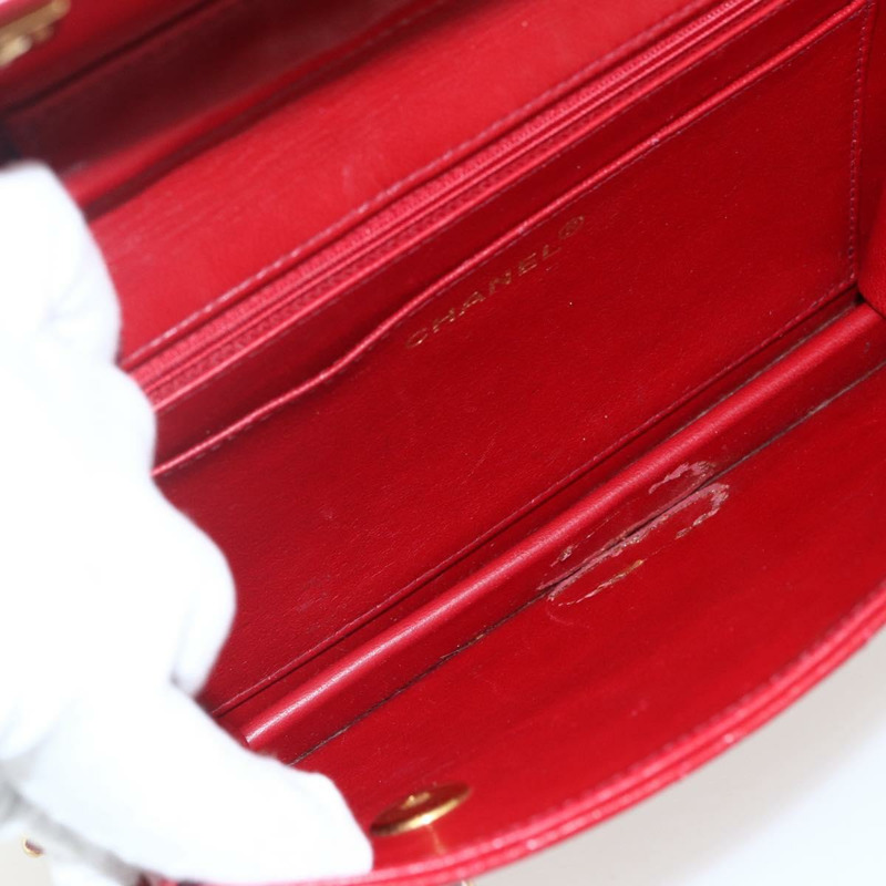 【日本直送】香奈兒 Matelasse 23 雙旋扣鏈條包，羊皮材質，紅色，CC 標誌，正品編號 166468SAM-8