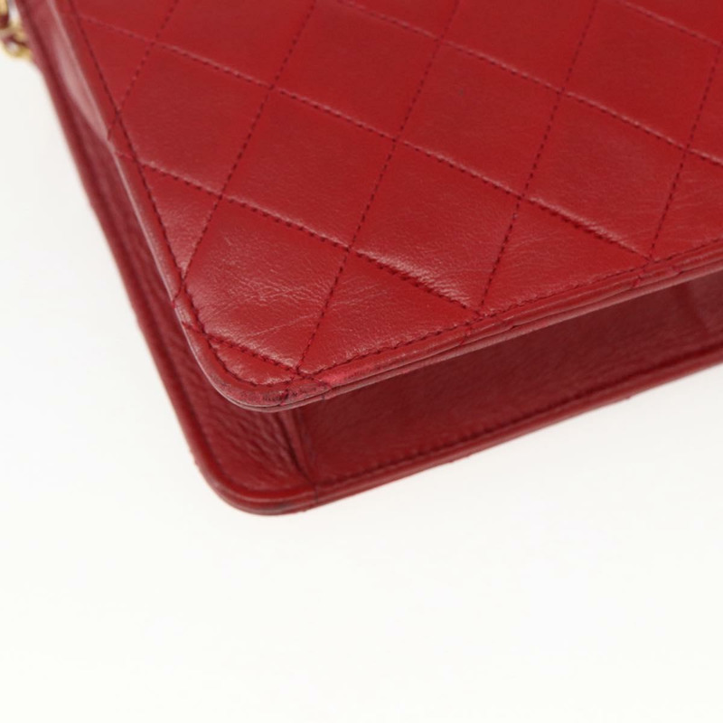 【日本直送】香奈兒 Matelasse 23 雙旋扣鏈條包，羊皮材質，紅色，CC 標誌，正品編號 166468SAM-18