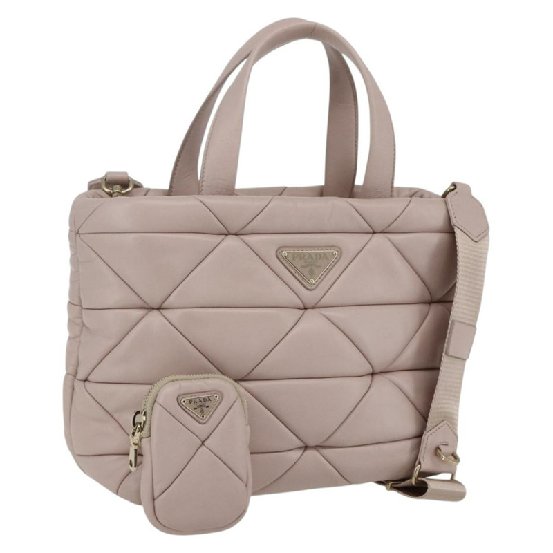 【日本直送】PRADA 手提包 皮革 兩用 粉金配色 正品 165567SAM-0