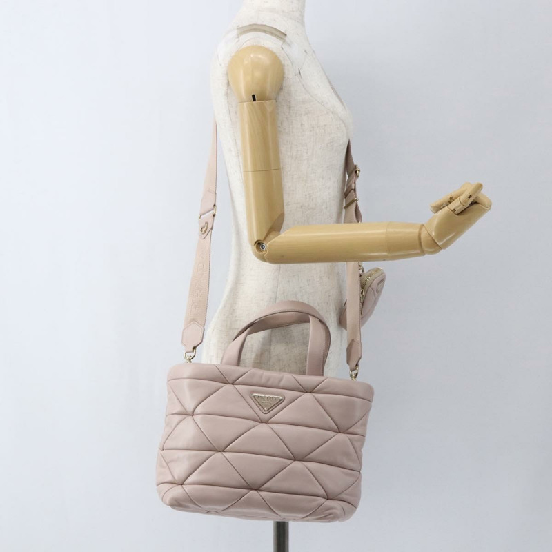 【日本直送】PRADA 手提包 皮革 兩用 粉金配色 正品 165567SAM-32
