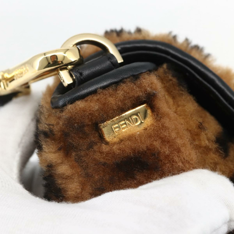 【日本直送】FENDI Zucca帆布Mamma Baguette單肩包，黑色棕色附毛邊，正品編號169591SM-8