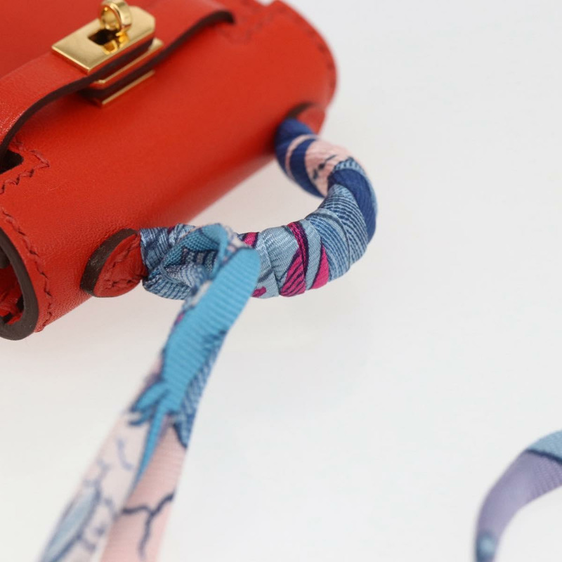 【日本直送】愛馬仕 Micro Kelly Twilly 包飾 皮革 橙色 正品 169917SM-6