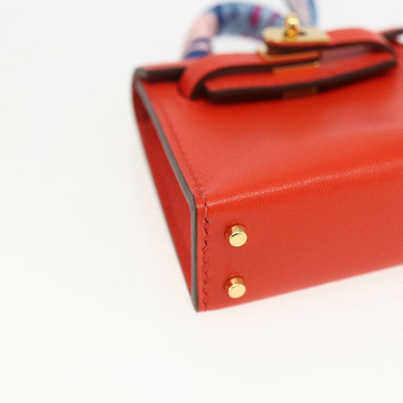 【日本直送】愛馬仕 Micro Kelly Twilly 包飾 皮革 橙色 正品 169917SM-14