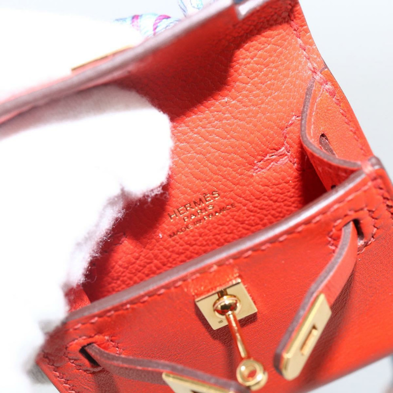 【日本直送】愛馬仕 Micro Kelly Twilly 包飾 皮革 橙色 正品 169917SM-19