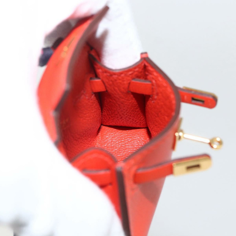 【日本直送】愛馬仕 Micro Kelly Twilly 包飾 皮革 橙色 正品 169917SM-20