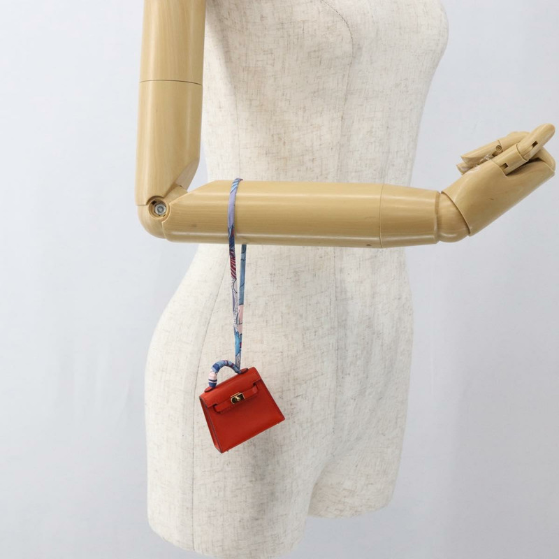 【日本直送】愛馬仕 Micro Kelly Twilly 包飾 皮革 橙色 正品 169917SM-22