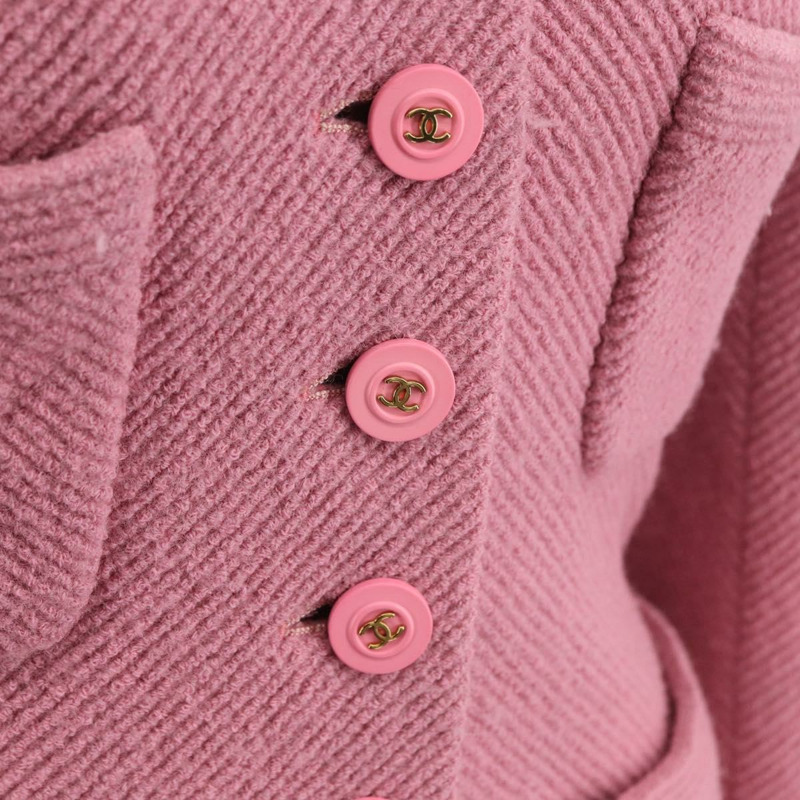 【日本直送】香奈兒粉紅斜紋軟呢外套，CC標誌，貨號169949M-6