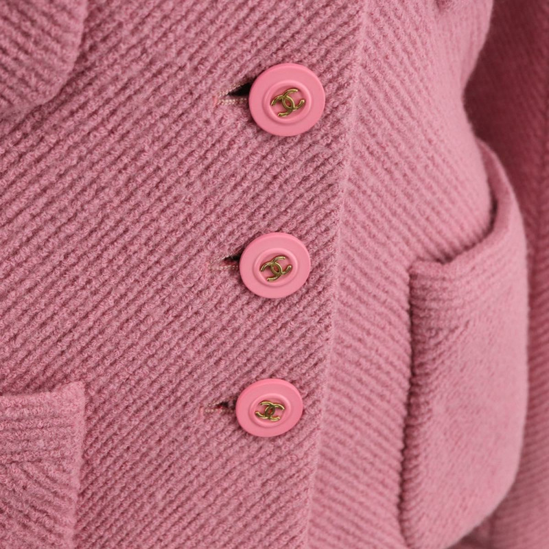 【日本直送】香奈兒粉紅斜紋軟呢外套，CC標誌，貨號169949M-7