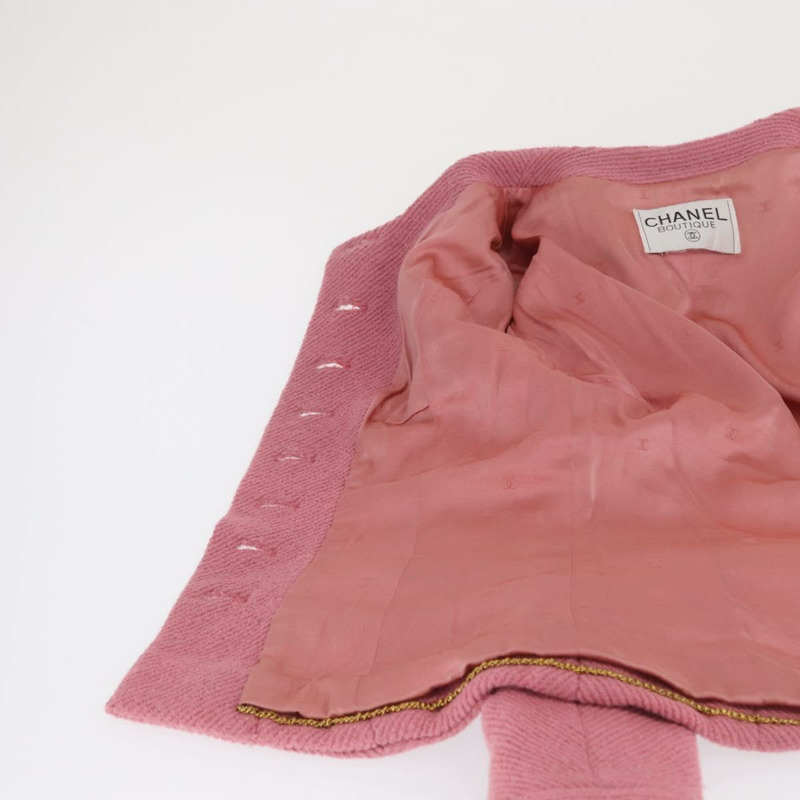 【日本直送】香奈兒粉紅斜紋軟呢外套，CC標誌，貨號169949M-11