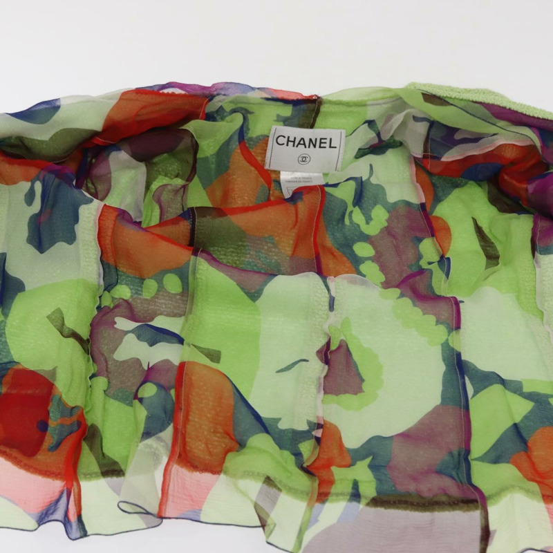 【日本直送】香奈兒綠色斜紋軟呢外套，CC標誌，貨號169661M-8