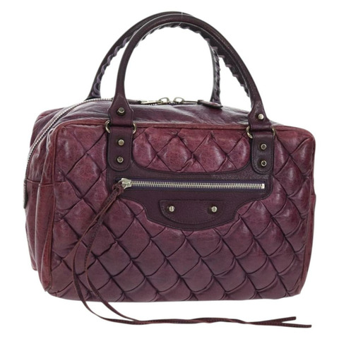 BALENCIAGA Matelasse 手提包，紫色/銀色皮革，貨號 168031，正品編號 170640V