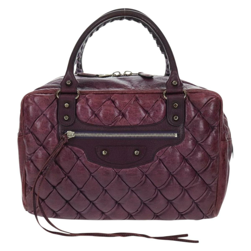 【日本直送】BALENCIAGA Matelasse 手提包，紫色/銀色皮革，貨號 168031，正品編號 170640V-12