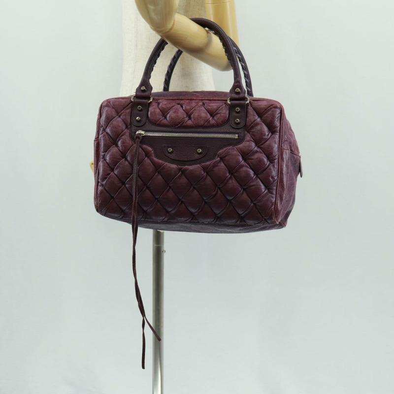 【日本直送】BALENCIAGA Matelasse 手提包，紫色/銀色皮革，貨號 168031，正品編號 170640V-26