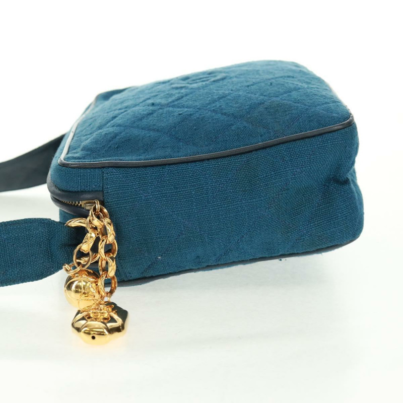 【日本直送】香奈兒 (CHANEL) Matelasse 帆布肩背包，海軍藍金色雙C標誌，貨號 171908V-2