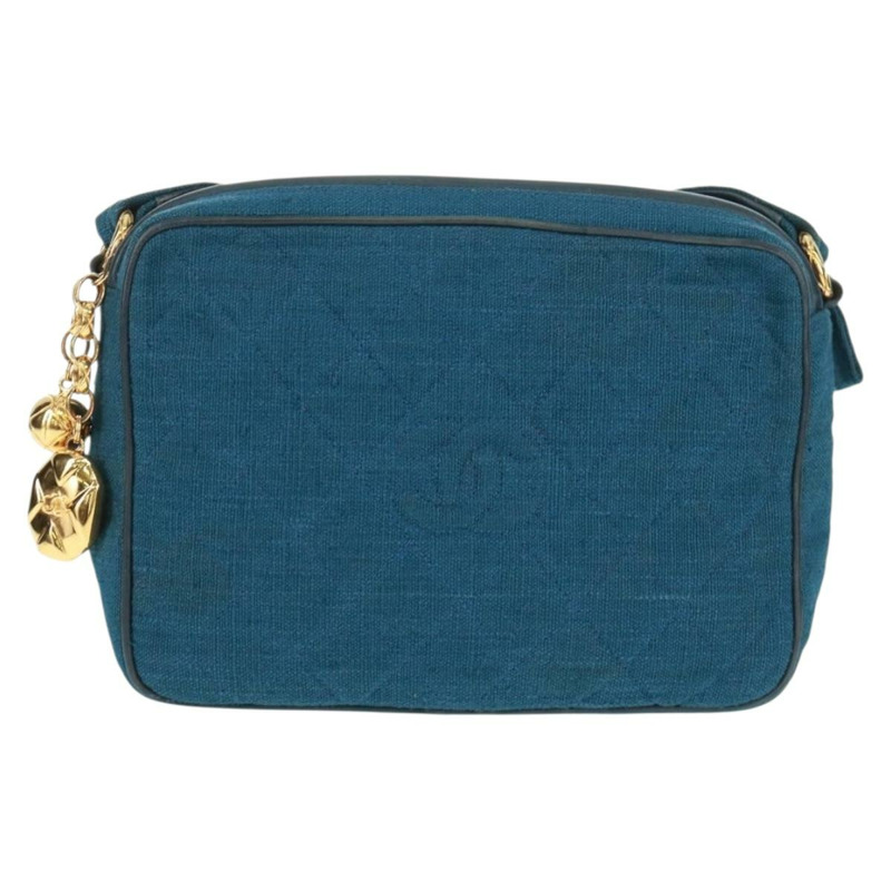 【日本直送】香奈兒 (CHANEL) Matelasse 帆布肩背包，海軍藍金色雙C標誌，貨號 171908V-12