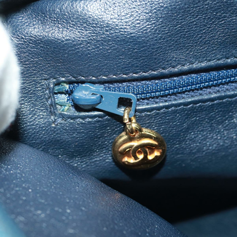 【日本直送】香奈兒 (CHANEL) Matelasse 帆布肩背包，海軍藍金色雙C標誌，貨號 171908V-23